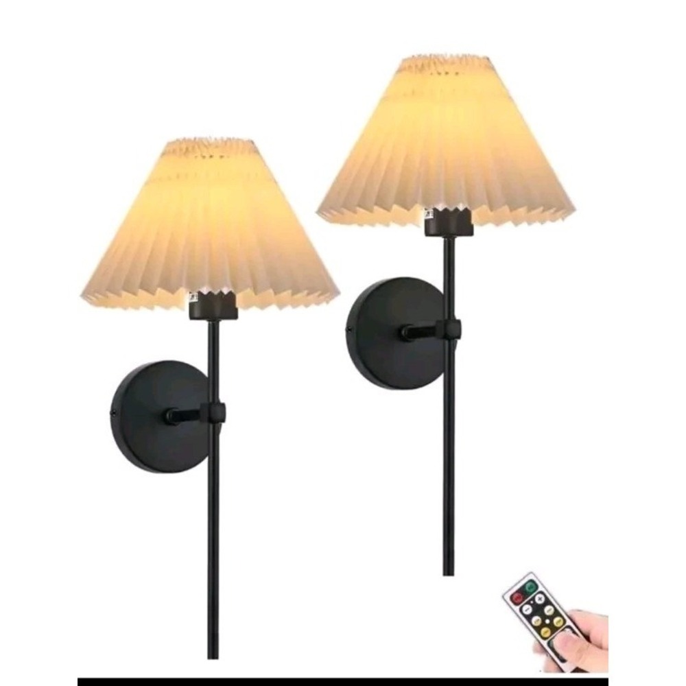 Battery Operated Wall Sconce, Black Rechargeable Battery Open Box Tested.